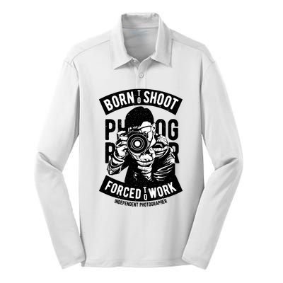 Born To Shoot Photographers Silk Touch Performance Long Sleeve Polo