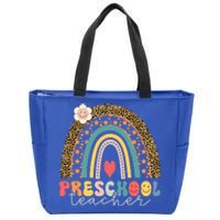 Back To School Hello Preschool Leopard Preschool Gift Zip Tote Bag