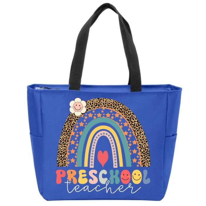 Back To School Hello Preschool Leopard Preschool Gift Zip Tote Bag