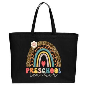 Back To School Hello Preschool Leopard Preschool Gift Cotton Canvas Jumbo Tote