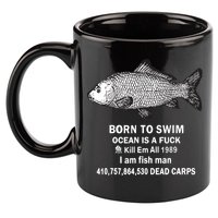 Born To Swim Ocean Is A Fuck Kill Em All 1989 11oz C Handle Ceramic Mug