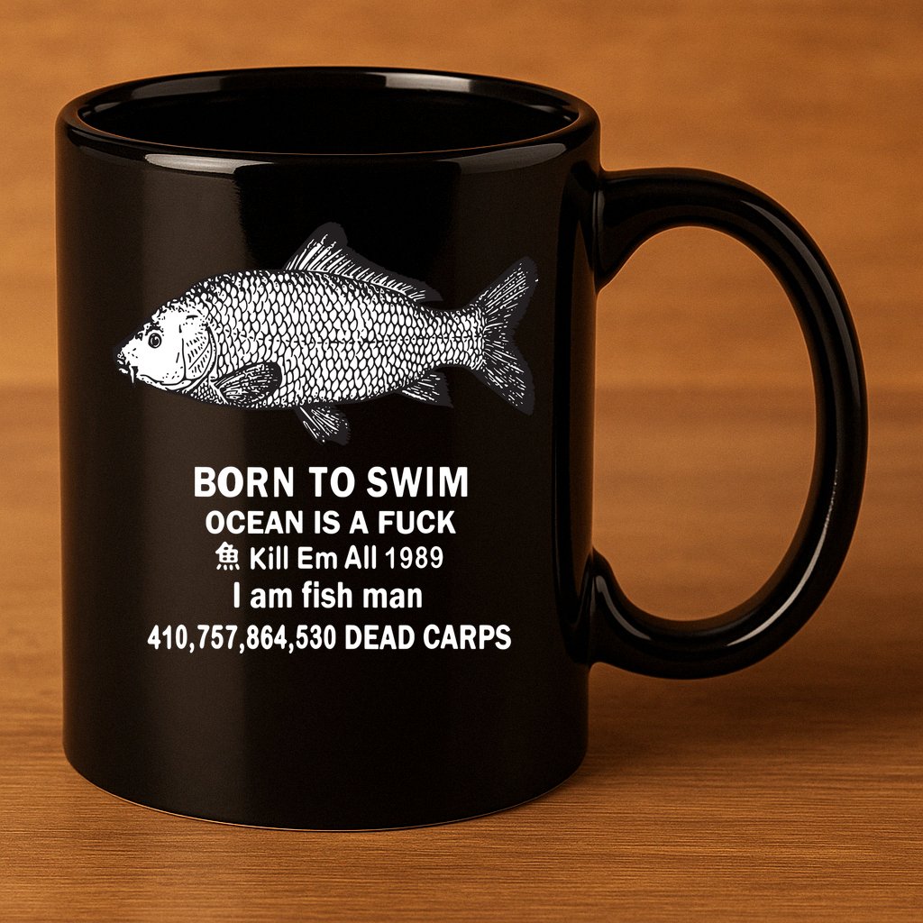 Born To Swim Ocean Is A Fuck Kill Em All 1989 11oz C Handle Ceramic Mug