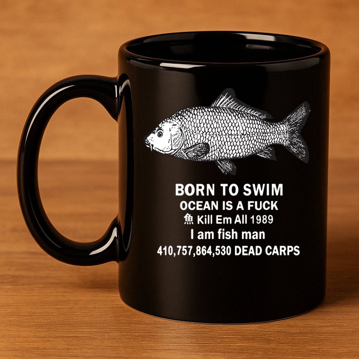 Born To Swim Ocean Is A Fuck Kill Em All 1989 11oz C Handle Ceramic Mug