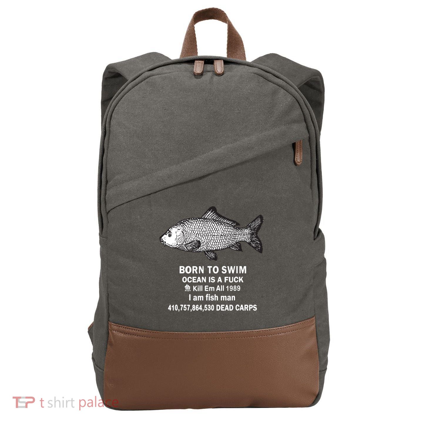 Born To Swim Ocean Is A Fuck Kill Em All 1989 Cotton Canvas Backpack