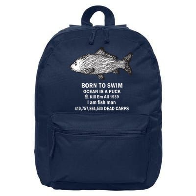 Born To Swim Ocean Is A Fuck Kill Em All 1989 16 in Basic Backpack