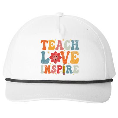 Back To School Teach Love Inspire Retro Teachers Life Snapback Five-Panel Rope Hat