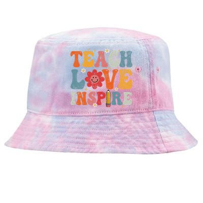 Back To School Teach Love Inspire Retro Teachers Life Tie-Dyed Bucket Hat