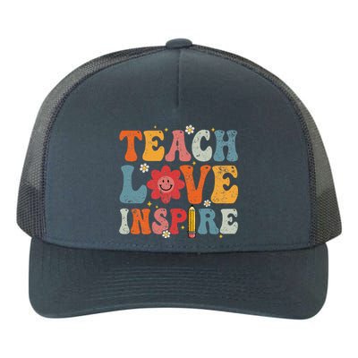 Back To School Teach Love Inspire Retro Teachers Life Yupoong Adult 5-Panel Trucker Hat