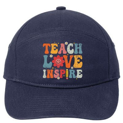 Back To School Teach Love Inspire Retro Teachers Life 7-Panel Snapback Hat