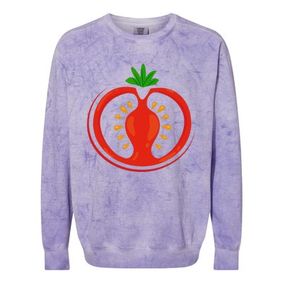 Big Tomato Sliced Costume Cute Easy Vegetable Halloween Gift Colorblast Crewneck Sweatshirt