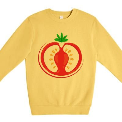 Big Tomato Sliced Costume Cute Easy Vegetable Halloween Gift Premium Crewneck Sweatshirt