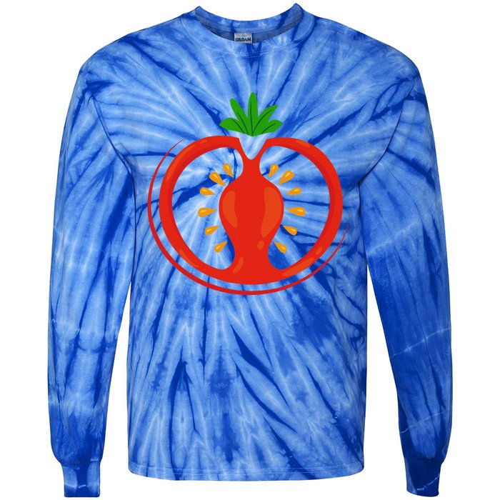 Big Tomato Sliced Costume Cute Easy Vegetable Halloween Gift Tie-Dye Long Sleeve Shirt