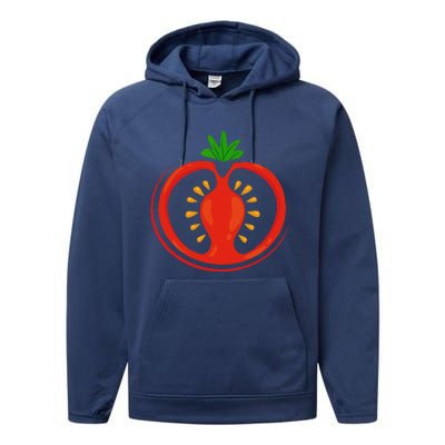 Big Tomato Sliced Costume Cute Easy Vegetable Halloween Gift Performance Fleece Hoodie