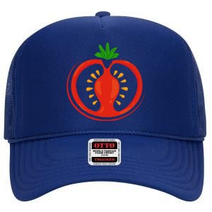 Big Tomato Sliced Costume Cute Easy Vegetable Halloween Gift High Crown Mesh Back Trucker Hat