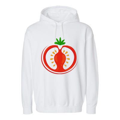 Big Tomato Sliced Costume Cute Easy Vegetable Halloween Gift Garment-Dyed Fleece Hoodie