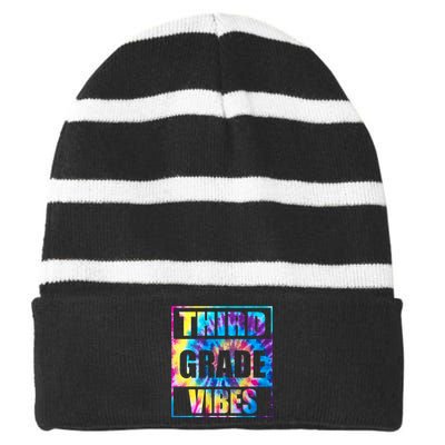 Back To School 3rd Grade Vibes Shirts First Day Teacher Kids Striped Beanie with Solid Band