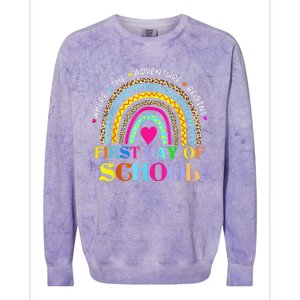 Back To School Rainbow Teacher Happy First Day Of School Colorblast Crewneck Sweatshirt