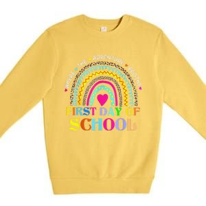 Back To School Rainbow Teacher Happy First Day Of School Premium Crewneck Sweatshirt