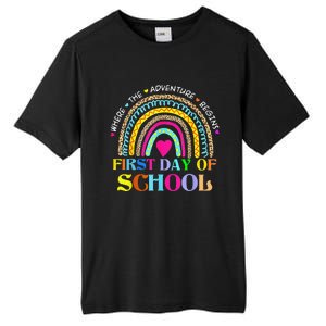 Back To School Rainbow Teacher Happy First Day Of School Tall Fusion ChromaSoft Performance T-Shirt