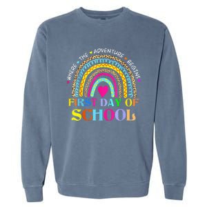 Back To School Rainbow Teacher Happy First Day Of School Garment-Dyed Sweatshirt