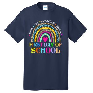 Back To School Rainbow Teacher Happy First Day Of School Tall T-Shirt