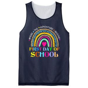 Back To School Rainbow Teacher Happy First Day Of School Mesh Reversible Basketball Jersey Tank