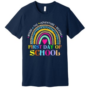 Back To School Rainbow Teacher Happy First Day Of School Premium T-Shirt