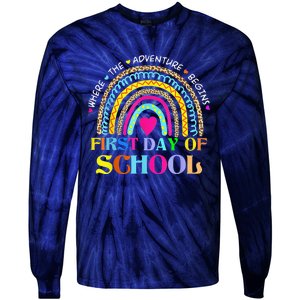 Back To School Rainbow Teacher Happy First Day Of School Tie-Dye Long Sleeve Shirt