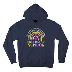 Back To School Rainbow Teacher Happy First Day Of School Tall Hoodie