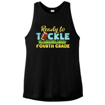 Back To School Outfit Ready To Tackle Fourth Grade Ladies PosiCharge Tri-Blend Wicking Tank