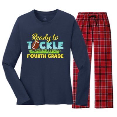 Back To School Outfit Ready To Tackle Fourth Grade Women's Long Sleeve Flannel Pajama Set 