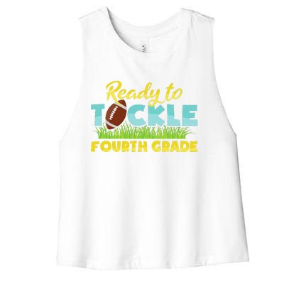 Back To School Outfit Ready To Tackle Fourth Grade Women's Racerback Cropped Tank