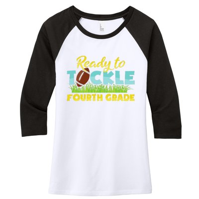 Back To School Outfit Ready To Tackle Fourth Grade Women's Tri-Blend 3/4-Sleeve Raglan Shirt