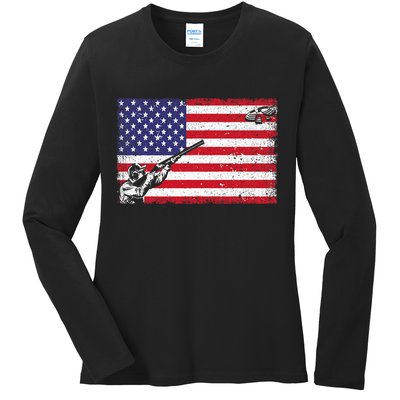 Best Trap Shooting Skeet Shooting Clay Target Ladies Long Sleeve Shirt