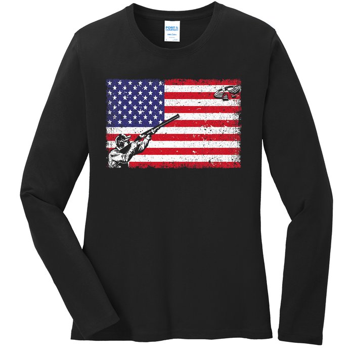 Best Trap Shooting Skeet Shooting Clay Target Ladies Long Sleeve Shirt