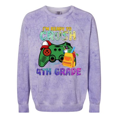 Back To School I'm Ready To Crush 4th Grade Gamer First Day Of School Colorblast Crewneck Sweatshirt