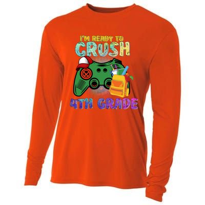 Back To School I'm Ready To Crush 4th Grade Gamer First Day Of School Cooling Performance Long Sleeve Crew