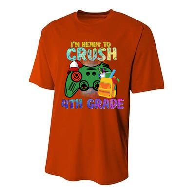 Back To School I'm Ready To Crush 4th Grade Gamer First Day Of School Performance Sprint T-Shirt