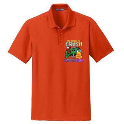 Back To School I'm Ready To Crush 4th Grade Gamer First Day Of School Dry Zone Grid Polo