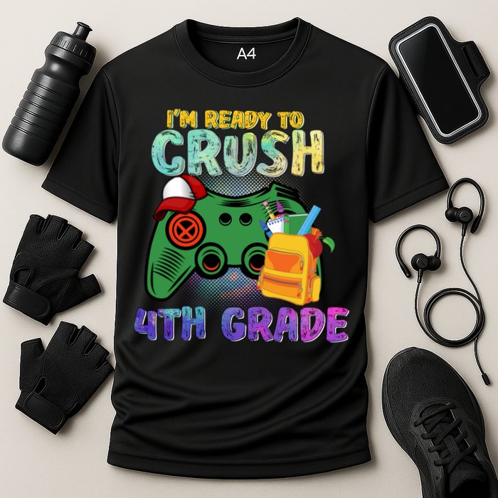 Back To School I'm Ready To Crush 4th Grade Gamer First Day Of School Cooling Performance Crew T-Shirt