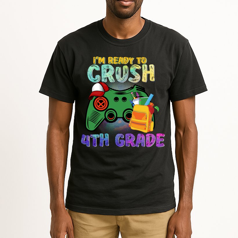 Back To School I'm Ready To Crush 4th Grade Gamer First Day Of School Tall T-Shirt