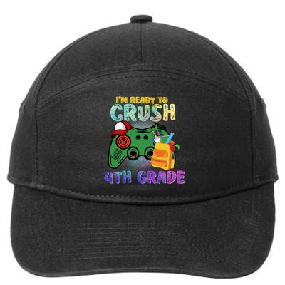 Back To School I'm Ready To Crush 4th Grade Gamer First Day Of School 7-Panel Snapback Hat