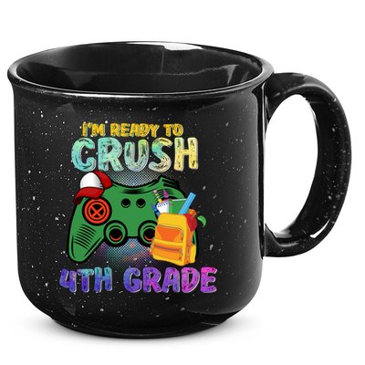 Back To School I'm Ready To Crush 4th Grade Gamer First Day Of School 15oz Campfire Ceramic Mug