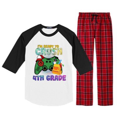 Back To School I'm Ready To Crush 4th Grade Gamer First Day Of School Raglan Sleeve Pajama Set