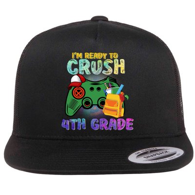 Back To School I'm Ready To Crush 4th Grade Gamer First Day Of School Flatbill Hat