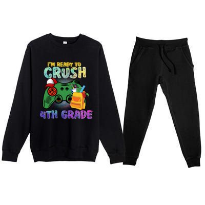 Back To School I'm Ready To Crush 4th Grade Gamer First Day Of School Premium Crewneck Sweatsuit Set