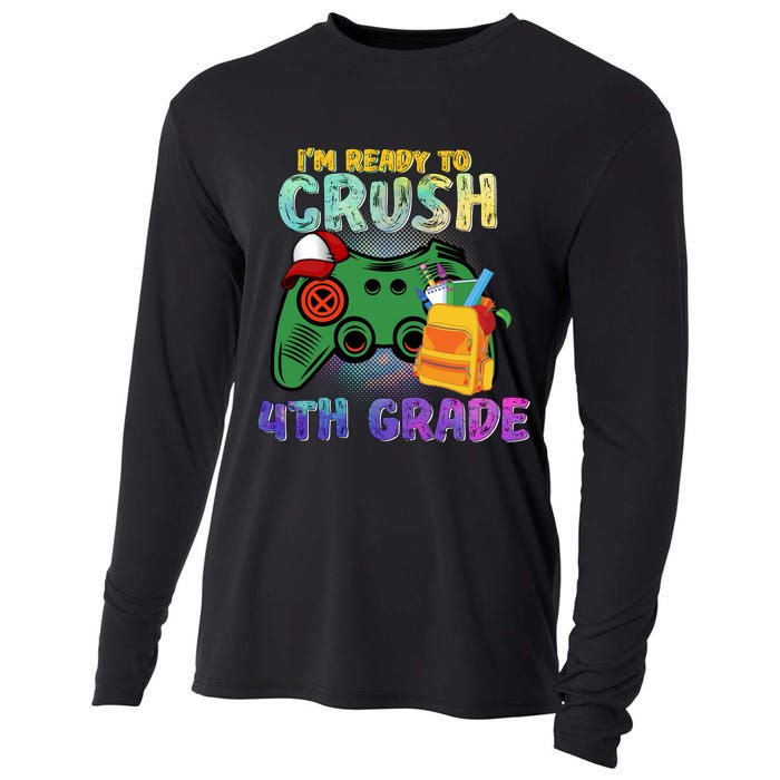Back To School I'm Ready To Crush 4th Grade Gamer First Day Of School Cooling Performance Long Sleeve Crew