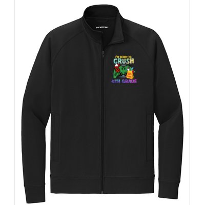 Back To School I'm Ready To Crush 4th Grade Gamer First Day Of School Stretch Full-Zip Cadet Jacket