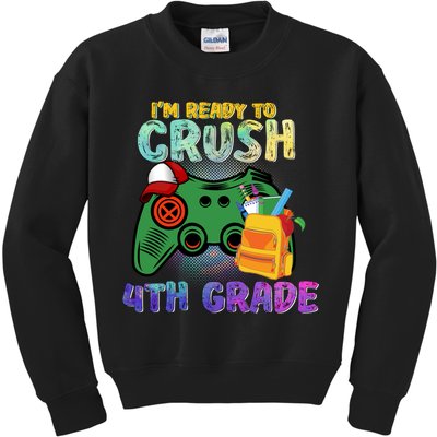 Back To School I'm Ready To Crush 4th Grade Gamer First Day Of School Kids Sweatshirt