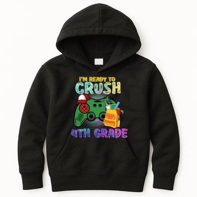 Back To School I'm Ready To Crush 4th Grade Gamer First Day Of School Kids Hoodie